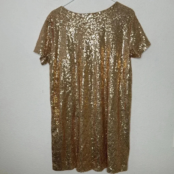 Lulus XL Light Up the Light Champagne sequin shift dress - Picture 2 of 5